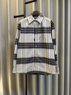 Louis Vuitton long-sleeve plaid shirt with button front and spread collar