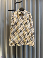 Burberry plaid long-sleeve shirt with button front and pointed collar