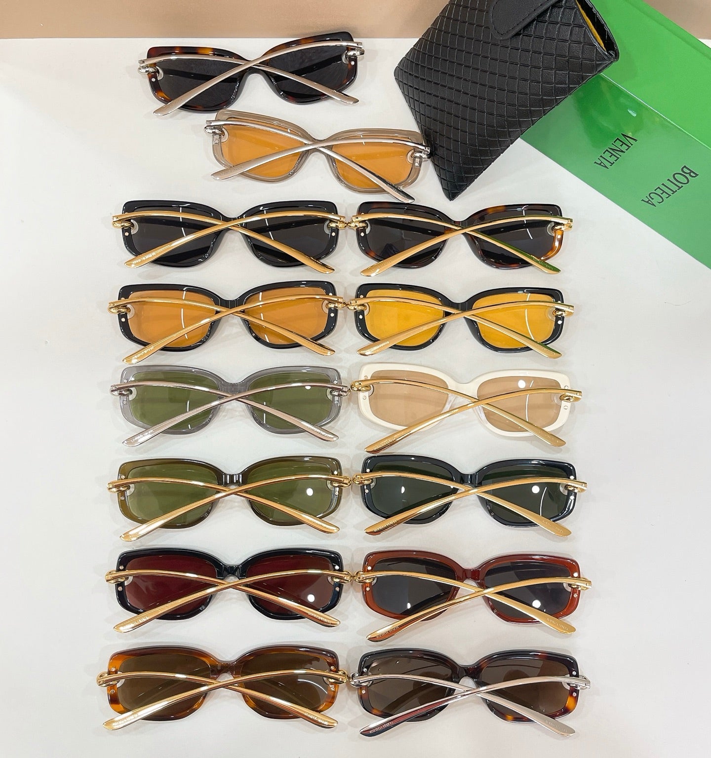 Bottega Veneta sunglasses assortment, mixed frames with gold-tone hardware
