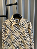 Burberry plaid long-sleeve shirt with pointed collar and button front
