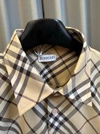 Burberry plaid long-sleeve shirt collar with small brand label