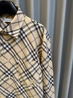 Burberry plaid long-sleeve shirt sleeve with button cuff detail