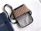 Dior mini crossbody bag beige monogram canvas with black flap and adjustable strap
