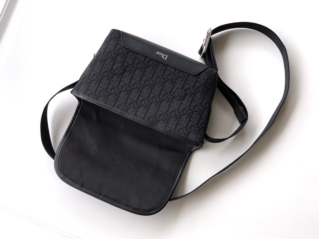 Dior monogram crossbody bag with shoulder strap, dark