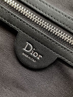 Dior zipper pull and logo tag on dark bag lining