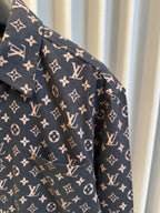 Long-sleeve jacket sleeve in dark navy with Louis Vuitton monogram print