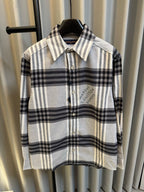 Louis Vuitton plaid button-up shirt with spread collar and chest logo detail