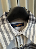 Louis Vuitton plaid shirt collar with inner neck label detail