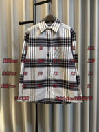 Louis Vuitton long-sleeve plaid button-up shirt with red size markings