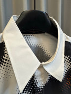 Louis Vuitton long-sleeve shirt collar and interior yoke with black-and-white dotted print