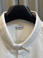 Burberry long-sleeve button-up shirt, white, collar area with interior tag