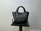 YSL tote bag in dark textured leather with top handles and gold-tone hardware