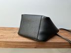 YSL mini leather tote bag, black textured leather base with folded structure