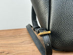 YSL mini leather tote bag, black leather with adjustable shoulder strap and gold clasp