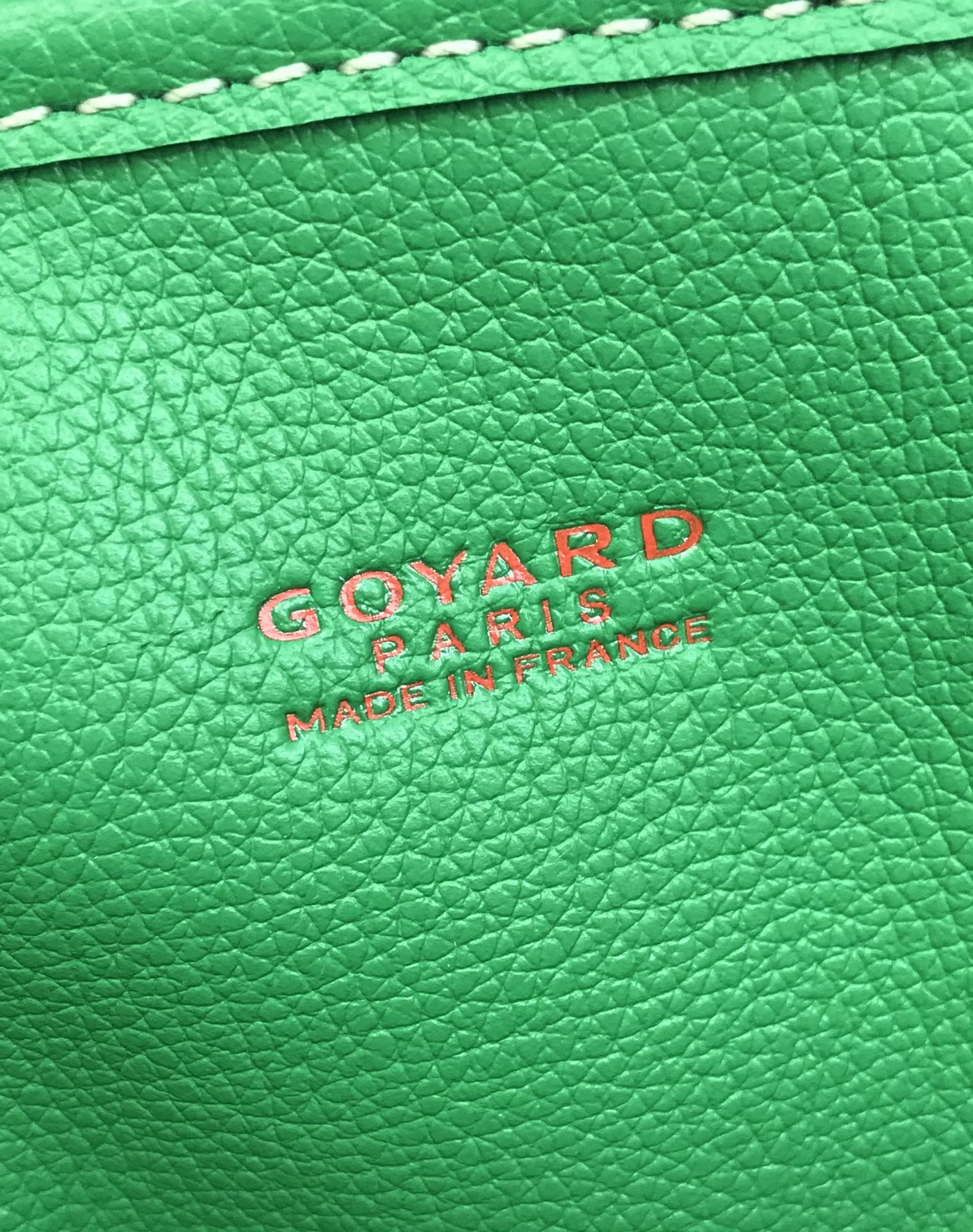 Green leather patch with Goyard Paris made in France stamped logo