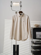 Ralph Lauren plaid button-up shirt with spread collar, long sleeves, and small embroidered logo