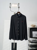Ralph Lauren black button-up shirt with buttoned front and small red polo logo
