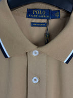 Ralph Lauren polo shirt neckline with tag and two-button placket