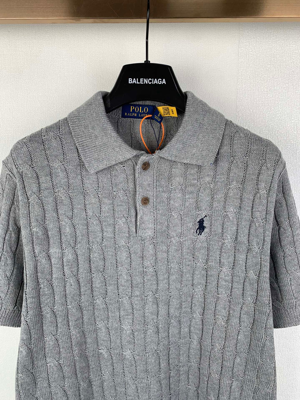 Polo Ralph Lauren ribbed knit polo sweater with spread collar and chest logo
