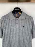 Polo Ralph Lauren ribbed knit polo sweater with spread collar and chest logo