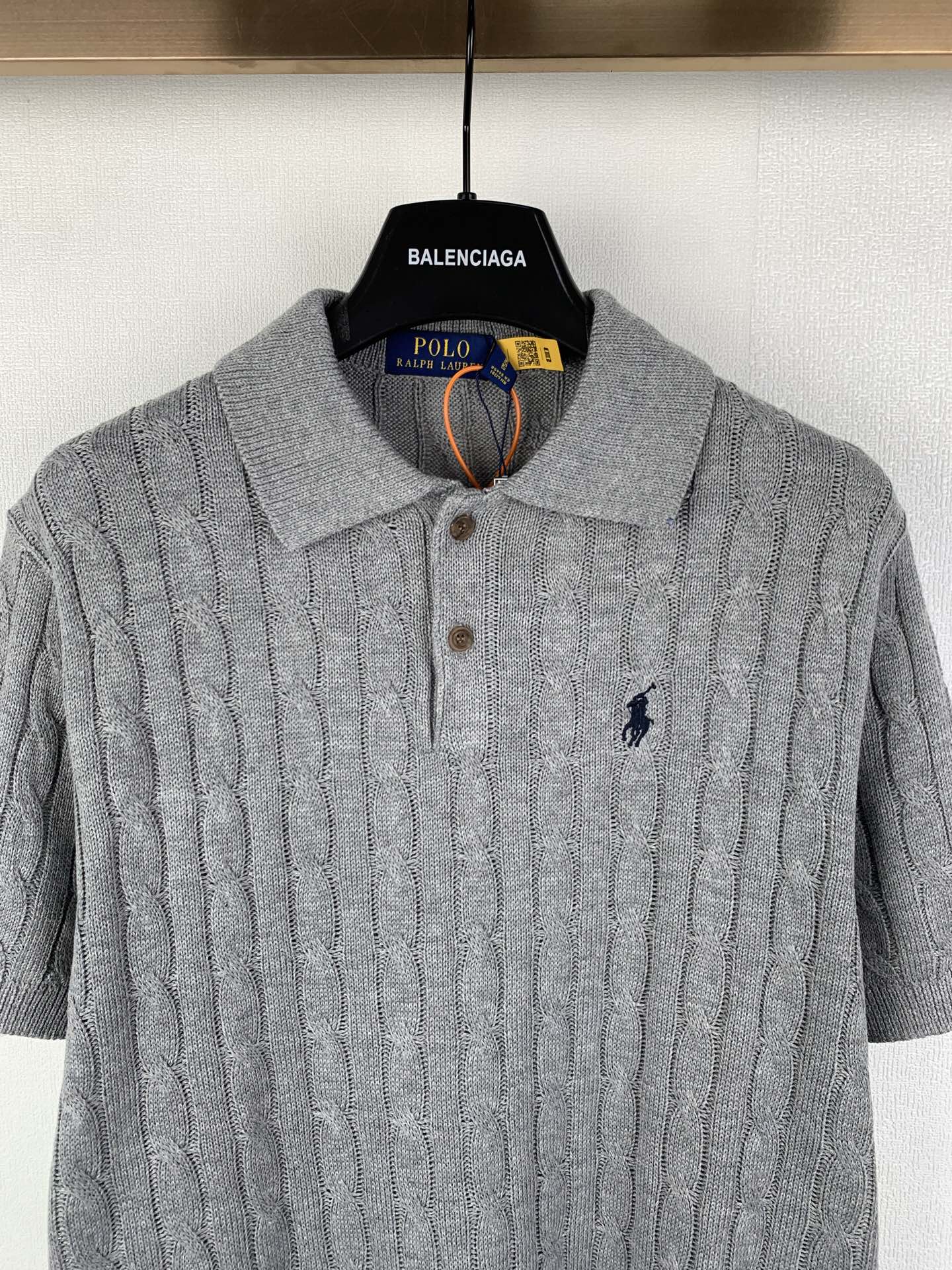 Polo Ralph Lauren ribbed knit polo sweater with spread collar and chest logo
