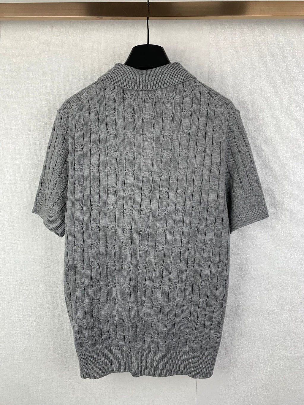 Polo Ralph Lauren knit polo sweater with ribbed texture and short sleeves