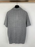 Polo Ralph Lauren knit polo sweater with ribbed texture and short sleeves