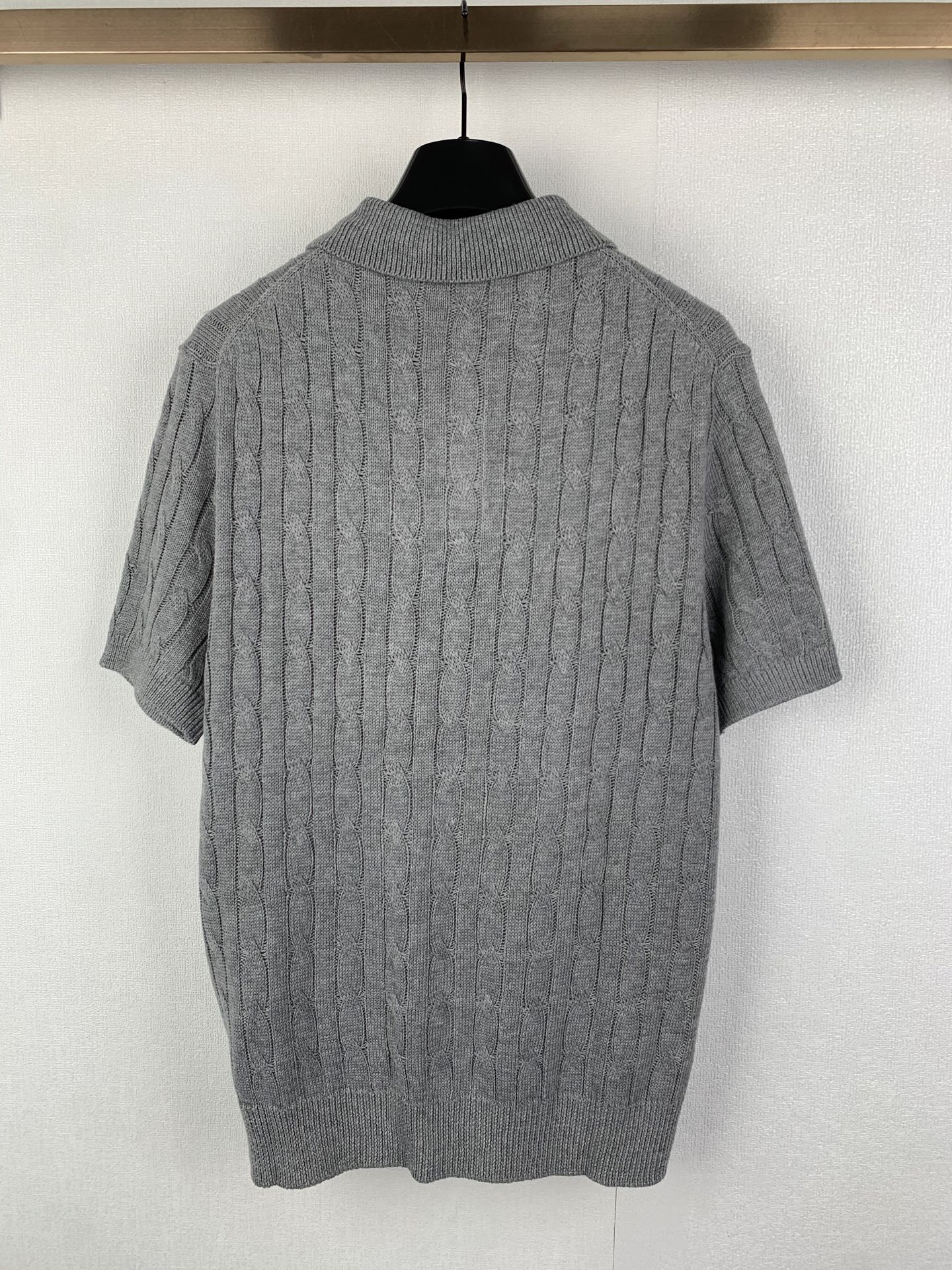 Polo Ralph Lauren knit polo sweater with ribbed texture and short sleeves