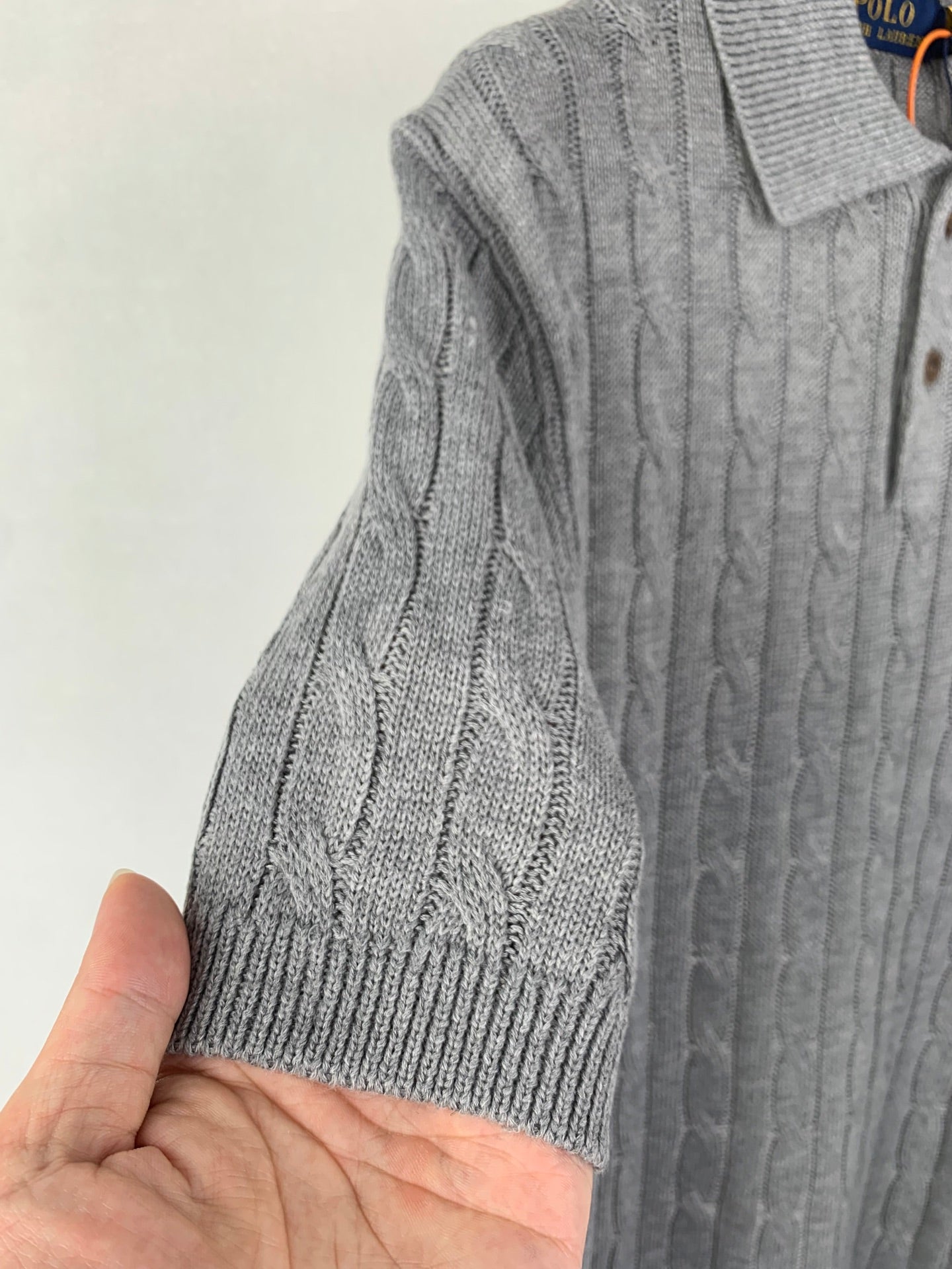 Polo Ralph Lauren knit polo sweater sleeve and side seam detail