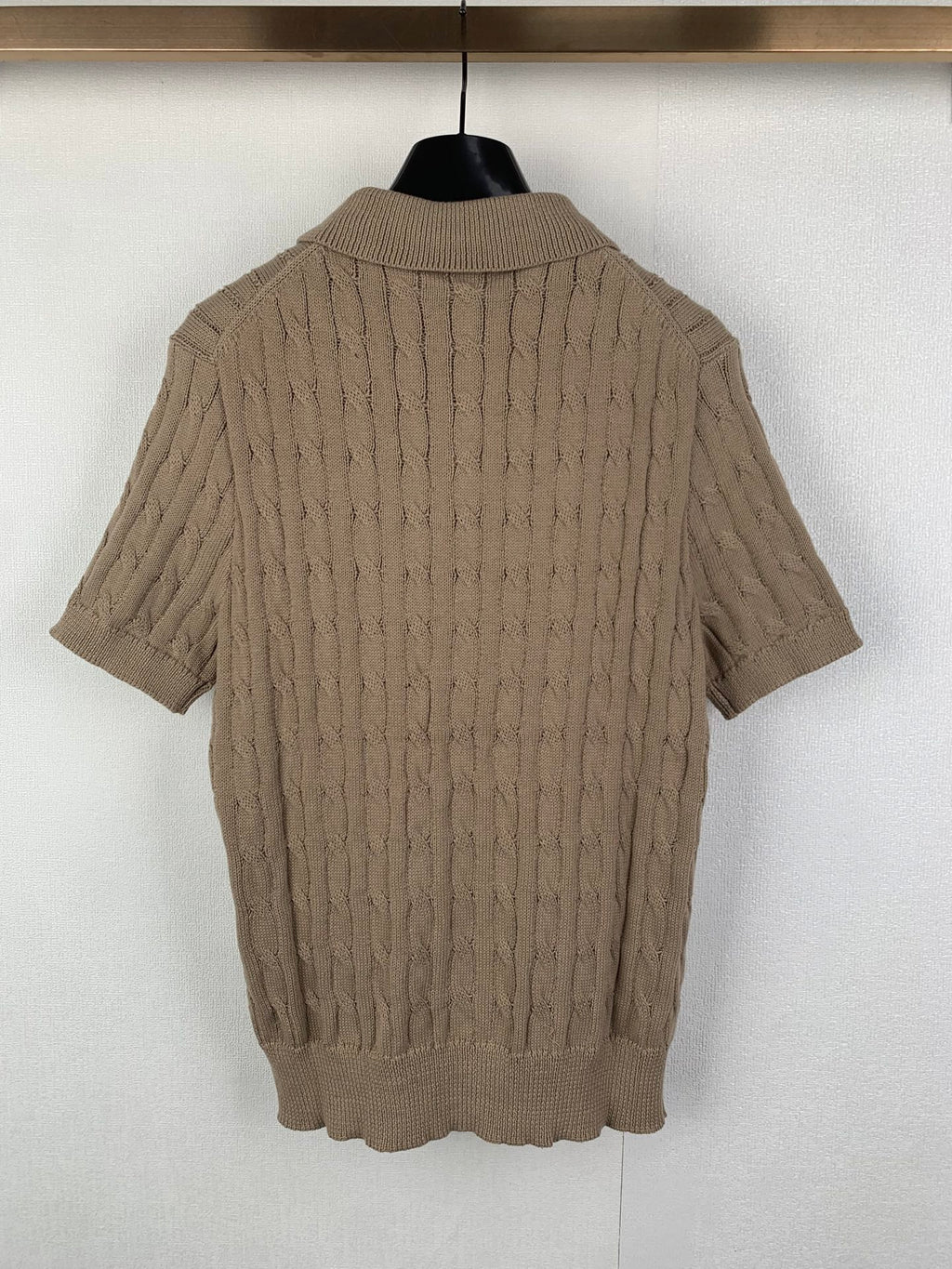 Ralph Lauren cable-knit polo shirt with short sleeves and ribbed knit collar