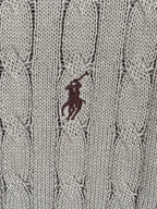 Ralph Lauren knit polo fabric detail with small embroidered horse logo
