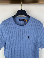 Light blue Polo Ralph Lauren knit sweater, crew neck and embroidered horse logo