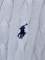 Small Polo silhouette embroidered on white knit sweater vest