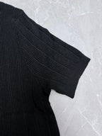 Ralph Lauren knit polo shirt short sleeve in dark charcoal with ribbed cuff