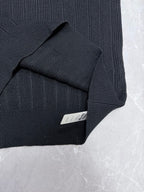 Ralph Lauren knit cuff and side hem in dark charcoal with ribbed texture