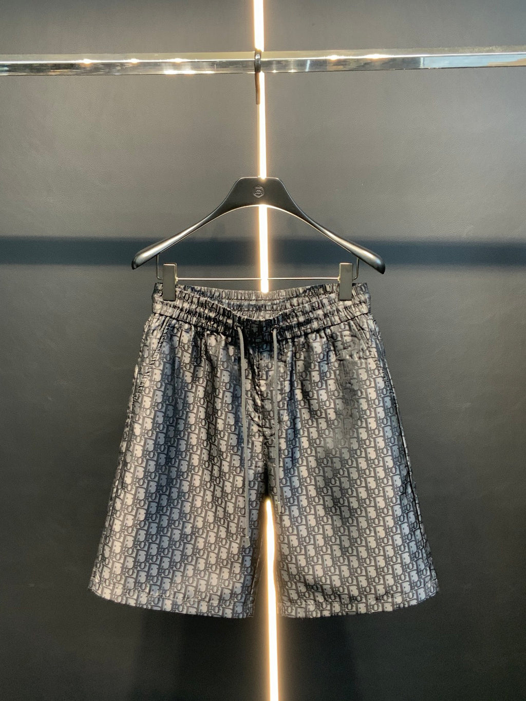 Dior patterned pants with elastic waistband and all-over blue monogram print
