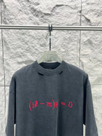 Balenciaga dark blue crew-neck T-shirt with red math formula graphic, short sleeves