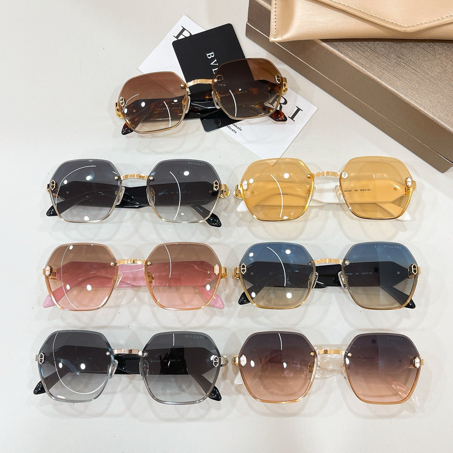Bvlgari sunglasses assortment with mixed frames and gradient lenses