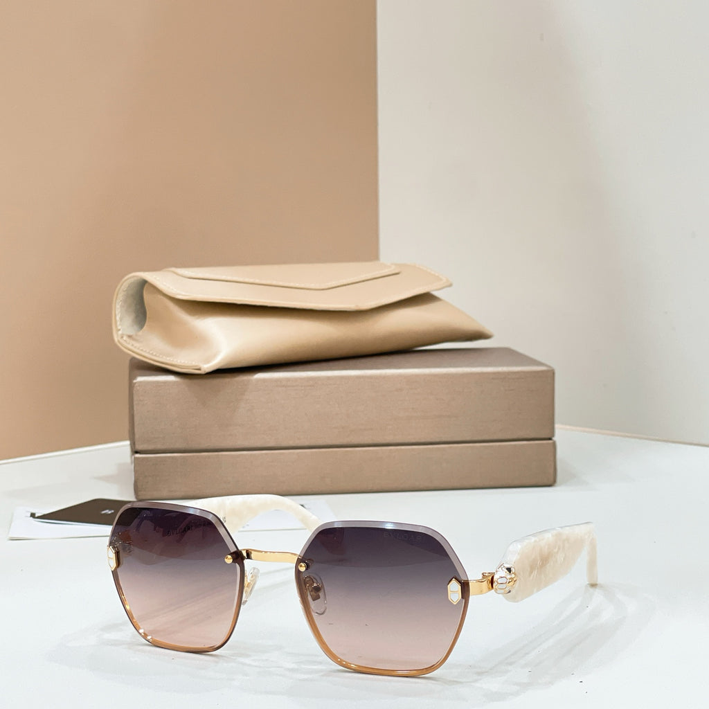 Bvlgari sunglasses with gold-tone frames and dark gradient square lenses