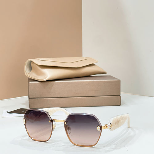 Bvlgari sunglasses with gold-tone frames and dark gradient square lenses