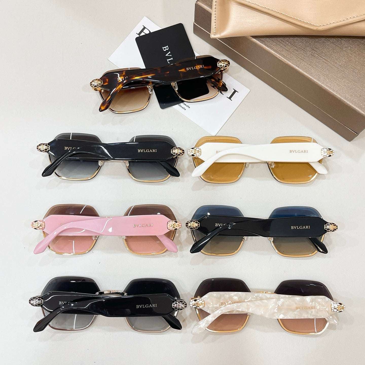 Bvlgari sunglasses assortment of multiple pairs with varied frame colors