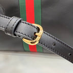 Gucci bag leather strap with gold-tone buckle and stitching detail