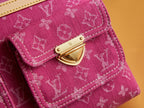 Louis Vuitton bag pink monogram canvas mini flap with gold clasp and stitched trim