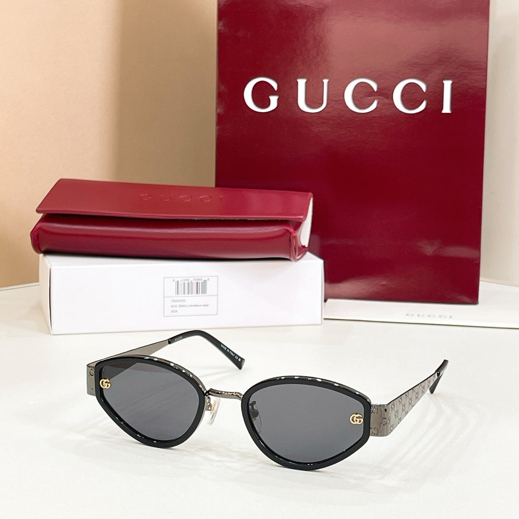 Sunglasses with black frame and dark gray lenses