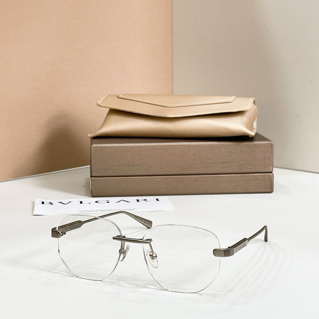 Clear eyeglasses, gold metal frame with clear aviator lenses