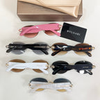 Assorted Bvlgari sunglasses with pink, black, tortoiseshell, and gold frames