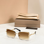 Bvlgari square sunglasses with dark tan frames and gold bar temples