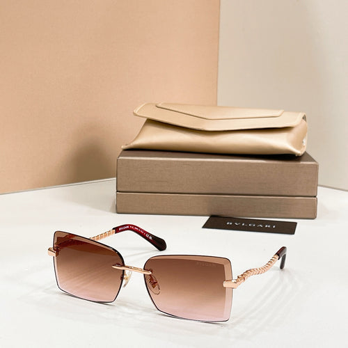 Bvlgari square sunglasses with burgundy frames and gold bar temples