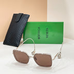 Bottega Veneta sunglasses with rose-gold frame and brown tinted square lenses