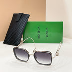 Bottega Veneta sunglasses with silver frame and dark tinted square lenses